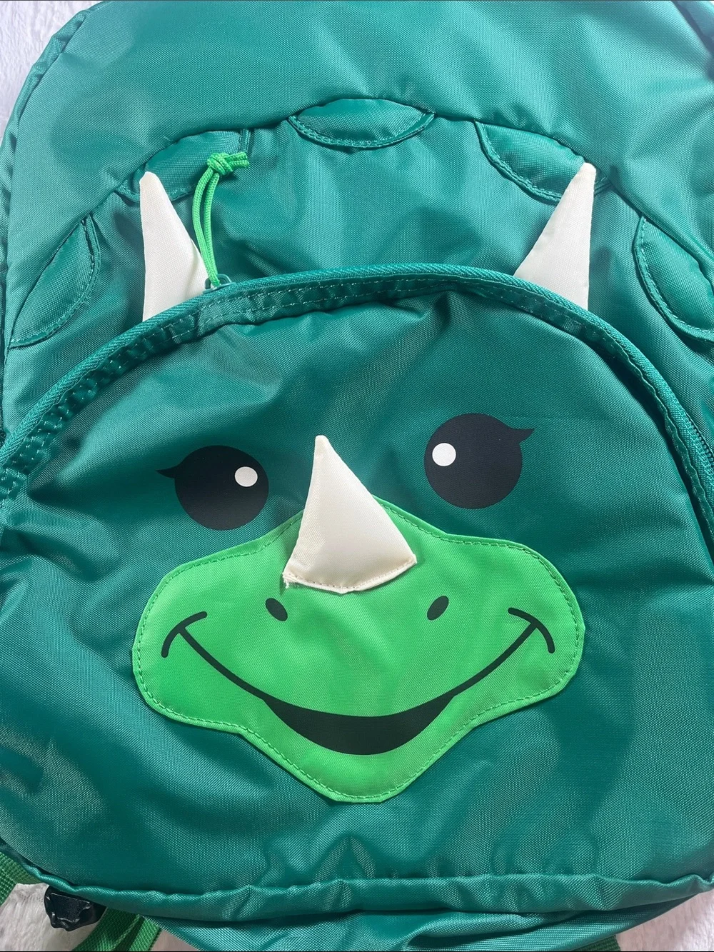 Kids Green Triceratops Backpack - Cute Dinosaur Design